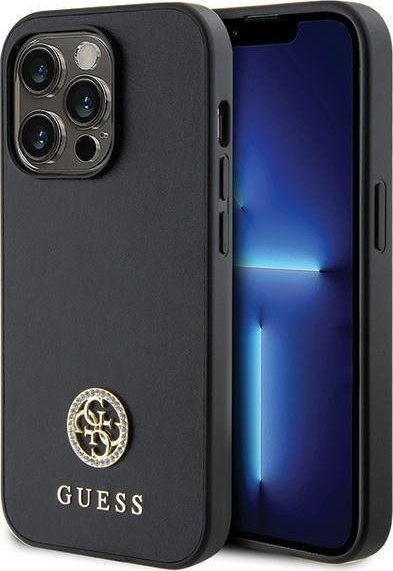 Futrollë për telefon Guess GUHCP13LPS4DGPK, për iPhone 13 Pro 6.1", hardcase me logo metalike, e zezë