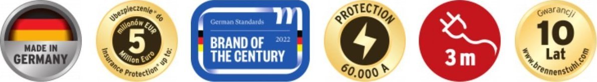 Shirit rryme me mbrojtje Brennenstuhl Premium-Prote, 4 presa, kabllo 3m, ngjyrë alumini
