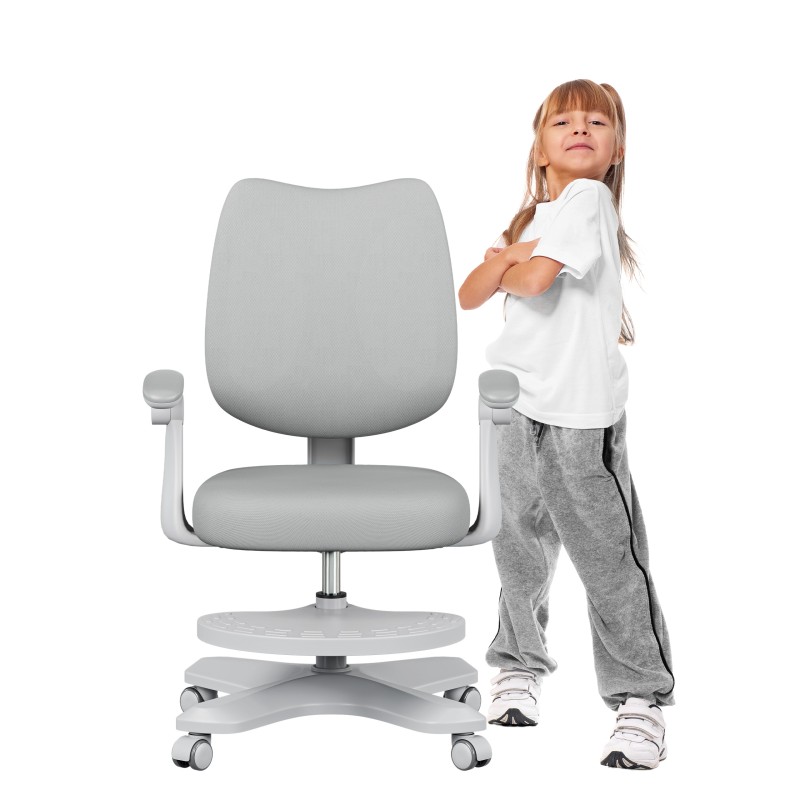 Karrige ergonomike zyre Mark Adler Junior 4.6, rrotulluese, me rrjetë, gri