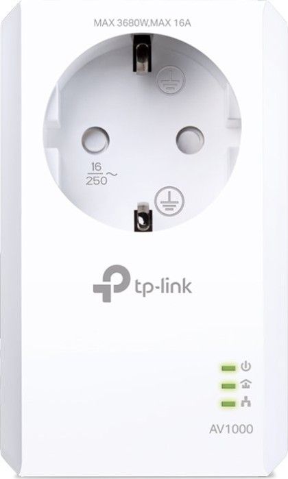 Adapter powerline TP-Link TL-PA7017P, 1000 Mb/s, portë gigabit, me prizë të integruar