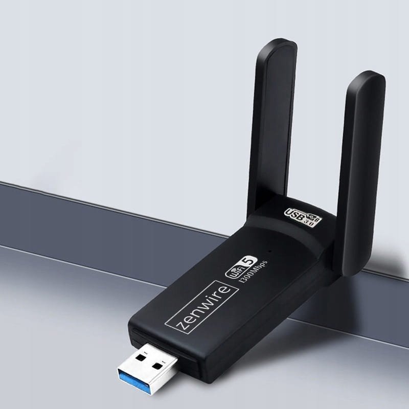 Adapter WiFi Zenwire WD-4605AC, USB 3.0, 1300 Mbps, me antena të jashtme