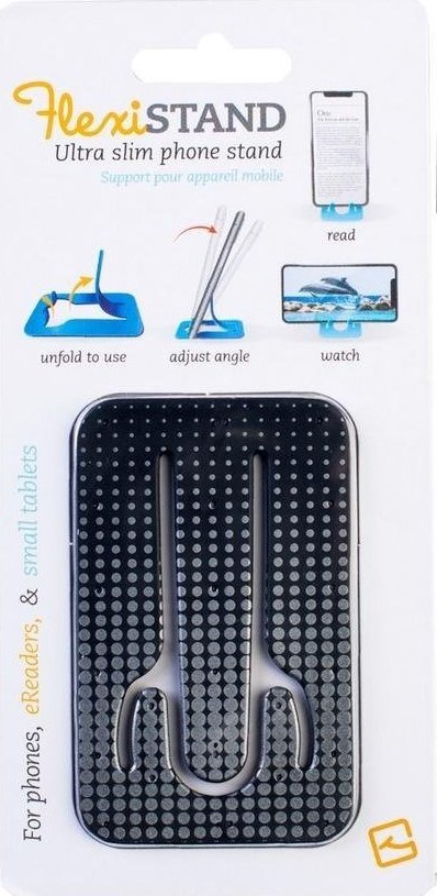Mbajtëse telefoni Thinking Gifts Flexistand, e hollë dhe fleksibile, për smartphone dhe tablet të vogël, Silver Dots