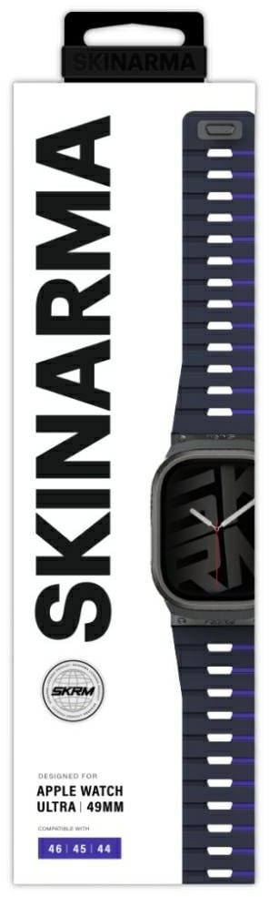 Rrip dore për Apple Watch Skinarma Gemini, 49/46/45/44 mm, silikoni, blu e errët