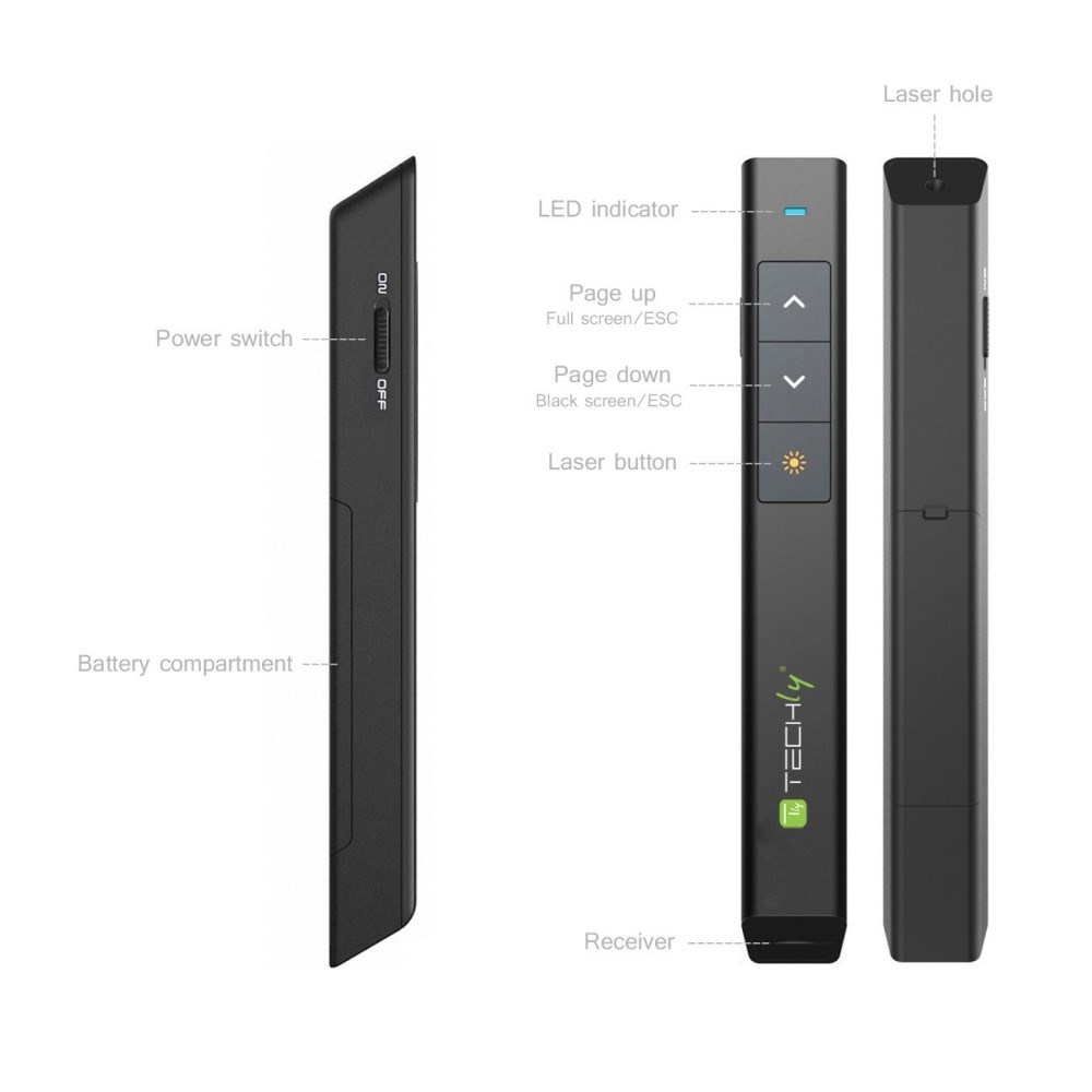 Prezantues me lazer Techly ITC LASER26, wireless, rreze 100m, i zi