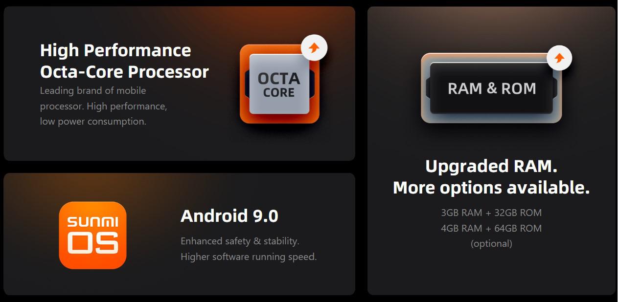 Sistem POS Sunmi T2s, ekran 15.6" me prekje, Android, i zi me portokalli