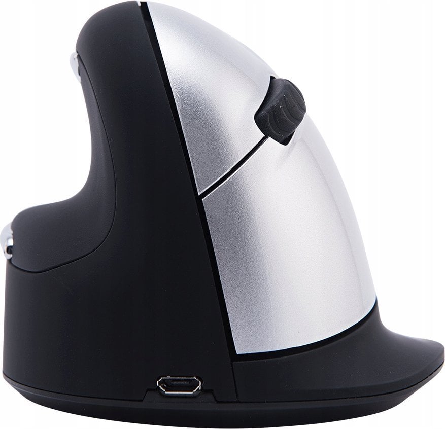 Mouse ergonomik R-Go Tools R-Go Mouse HE, për dorën e majtë, Bluetooth, madhësi e madhe, i zi argjendtë