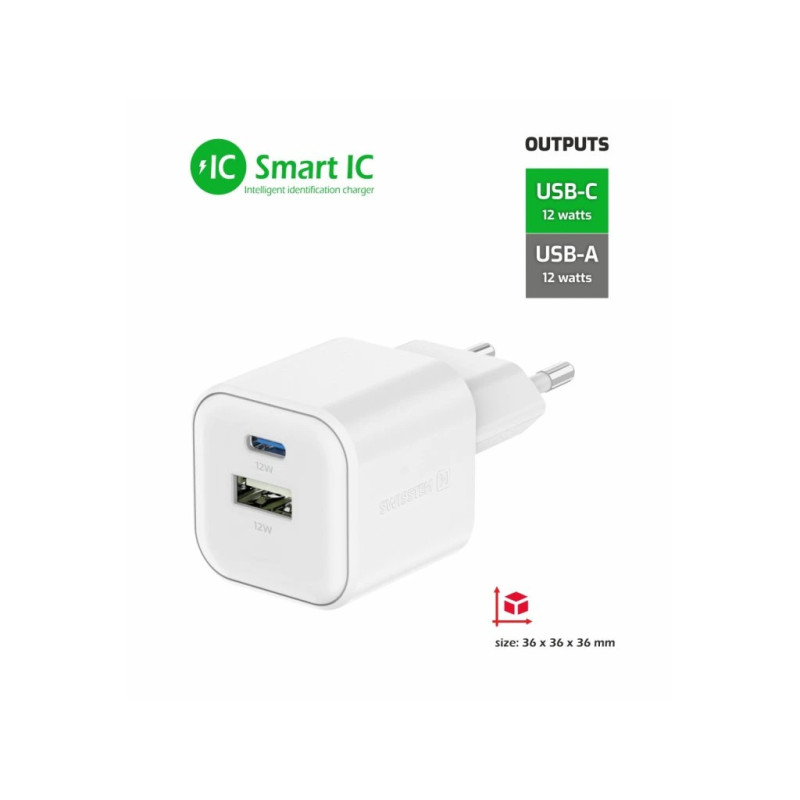 Adapter Power SWISSTEN me porta USB-C dhe USB-A