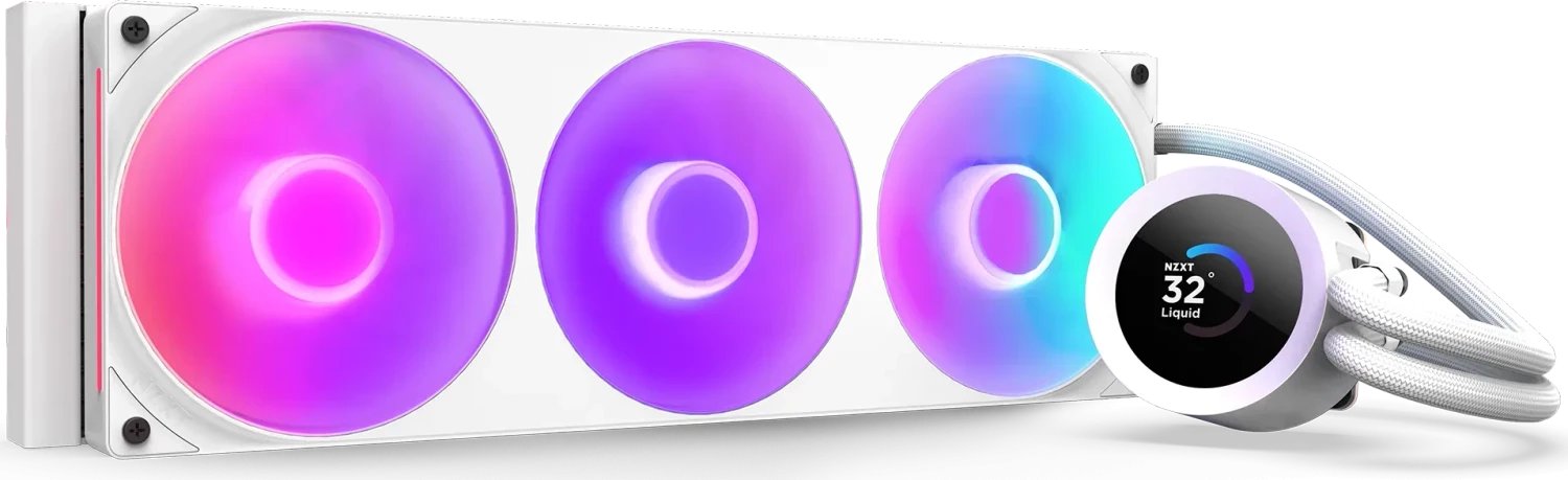 Ftohës uji për procesor NZXT Kraken Plus 360 RGB, 360 mm, ekran LCD, i bardhë