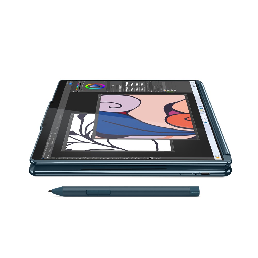 Laptop Lenovo Yoga Book 9 13IMU9, 13.3", Intel Core Ultra 7 155U, Hybrid (2-in-1), Touchscreen, 32 GB LPDDR5x-SDRAM, 512 GB SSD, Wi-Fi 6E (802.11ax) Windows 11 Home Teal + çantë krahu Lenovo B210 (GX40Q17225)