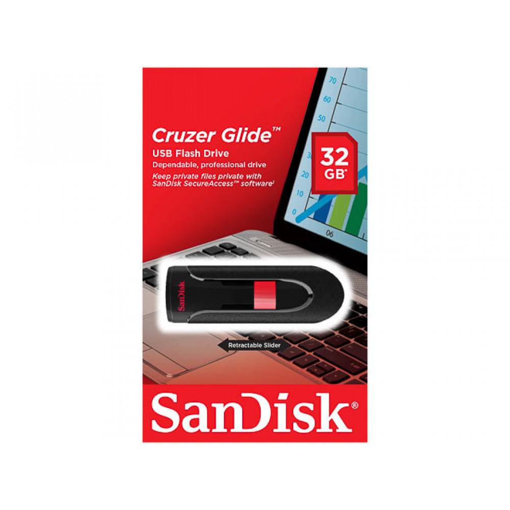 USB SanDisk Cruzer Glide, 32GB, USB 2.0, i zi e kuqe