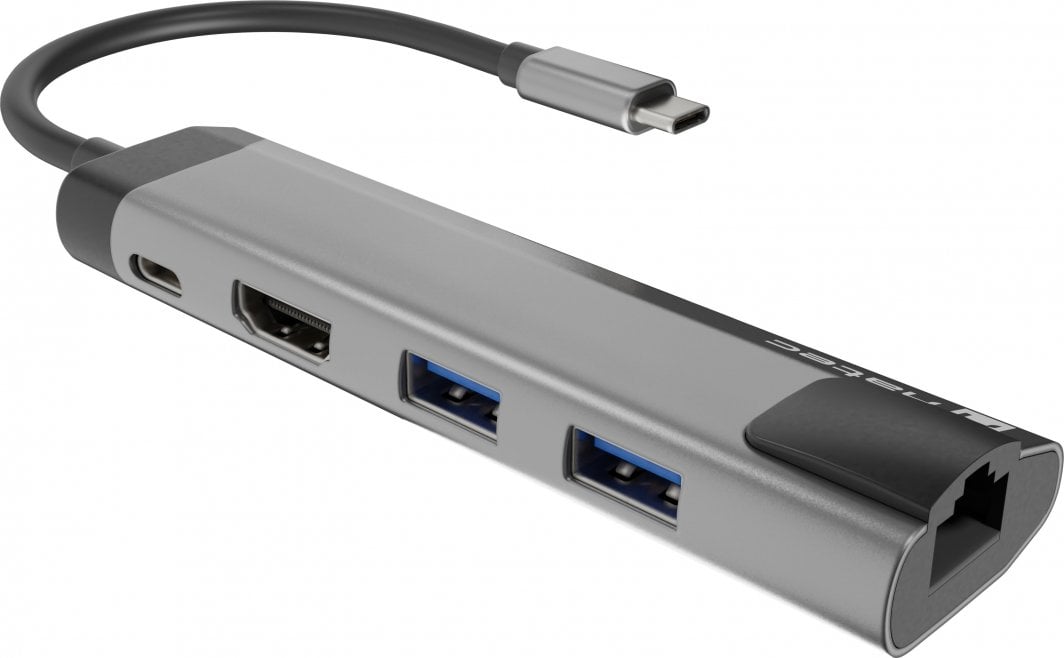 Stacion USB C Natec Fowler Go NMP 1985, HDMI, RJ 45, gri