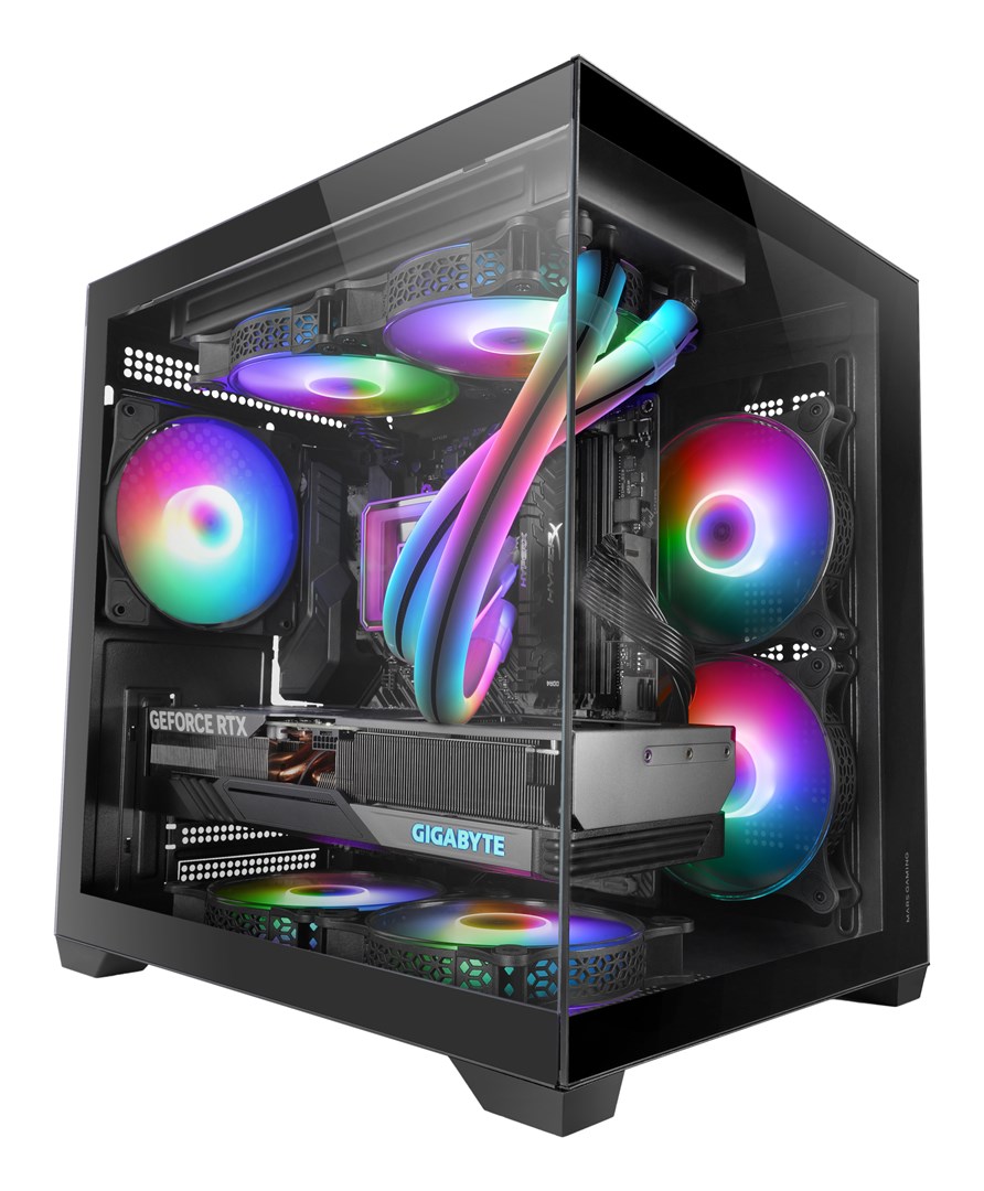Kase kompjuterike Mars Gaming MC-VIEW2, MicroATX, xham i temperuar, FRGB, e zezë
