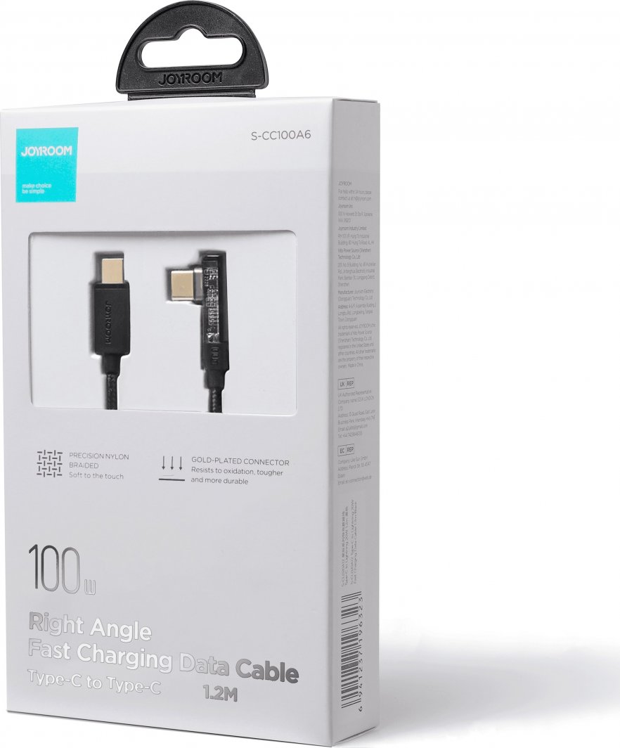 Kabllo USB C në USB C Joyroom JYR651, 1.2m, 100W, e zezë