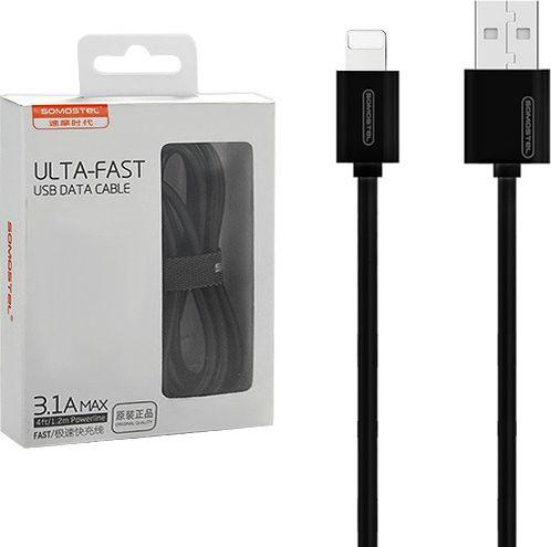 Kabllo USB në Lightning, 1.2 m, 3.1A, e zezë