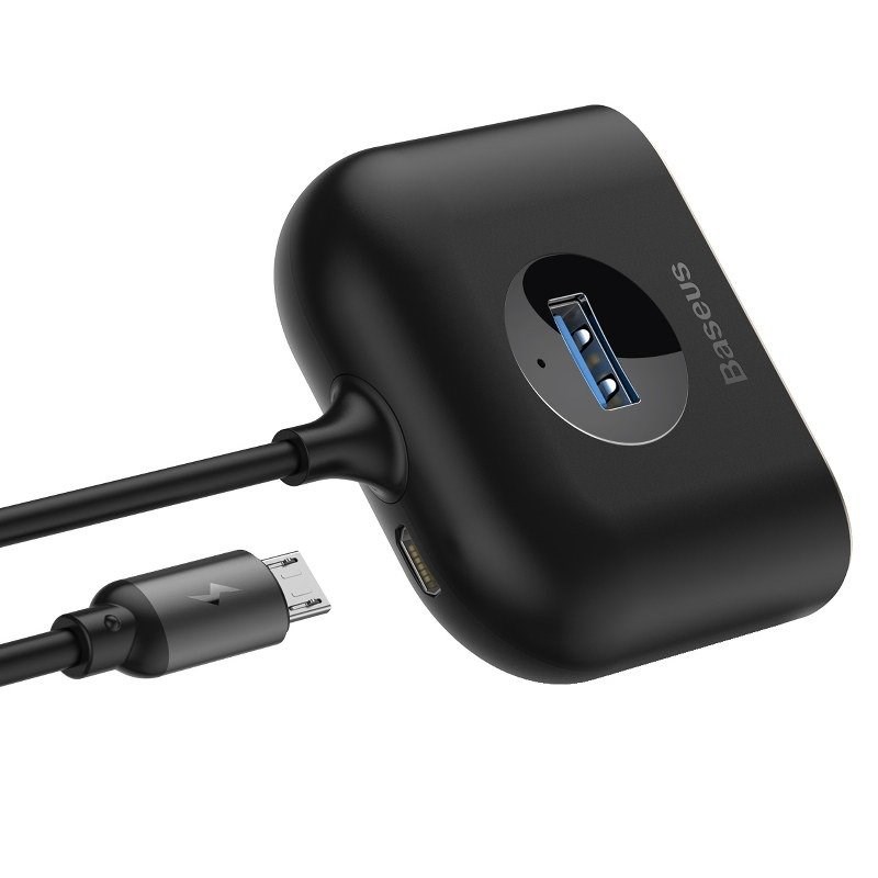 USB Hub Baseus, 1m, 1xUSB 3.0 + 3xUSB 2.0, 5Gbps, e zezë