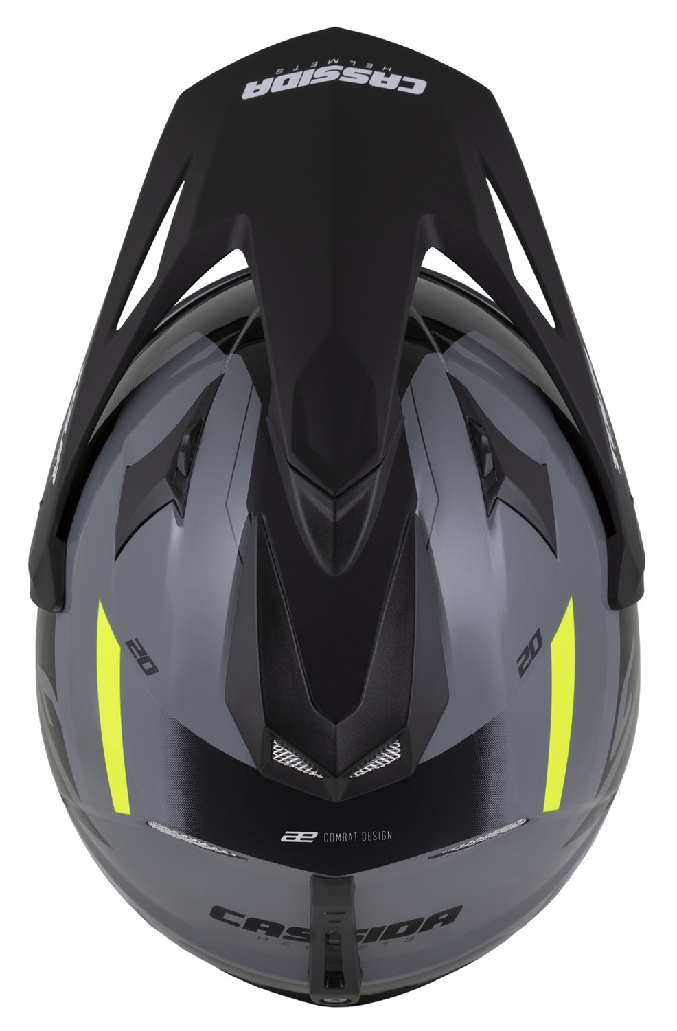 Helmetë moto Cassida Tour 2.0 X-tra, polikarbonat, vizor dielli, gri e verdhë fluo e zezë mat