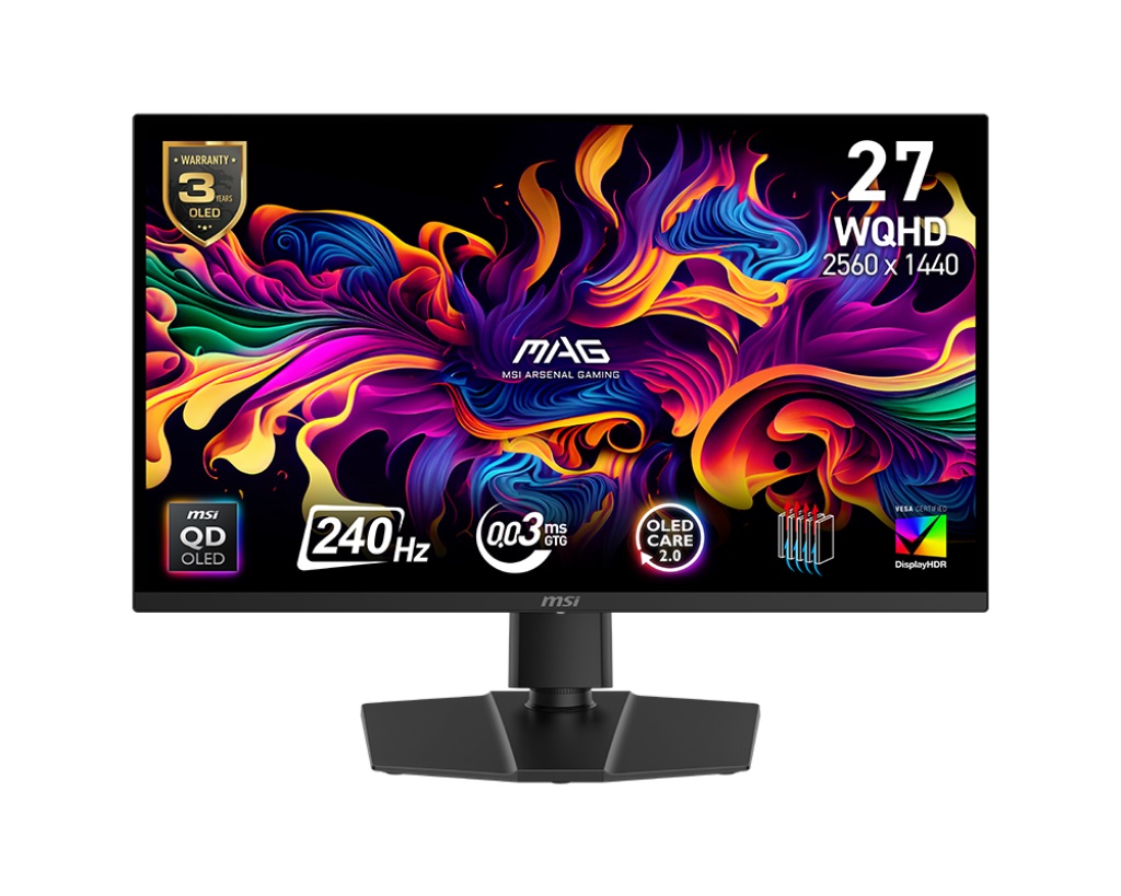 Монитор MSI MAG 271QP QD-OLED X24 26.5″, QD-OLED 2560×1440 WQHD, 240 Hz, 0.03 ms, HDMI/DP/Aux, црн