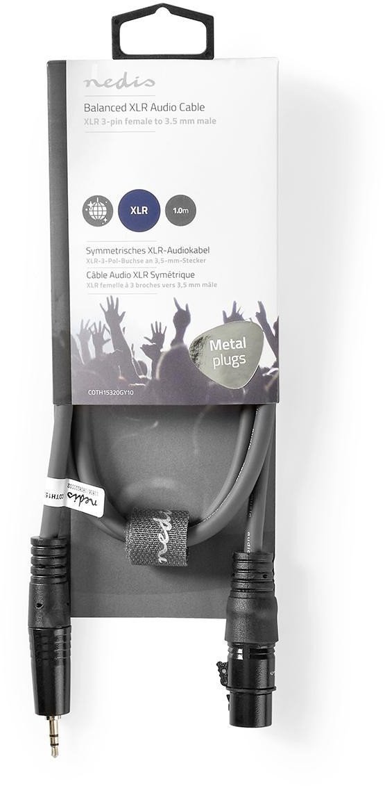 Kabllo audio Nedis OnStage, XLR 3 pin femër në 3.5 mm mashkull, 1m, gri