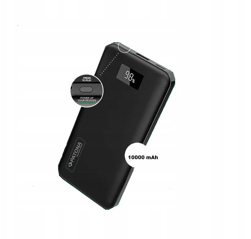 Powerbank Patona Premium Stark 3.0, 10000mAh, PD 20W QC 3.0, USB C, e zezë