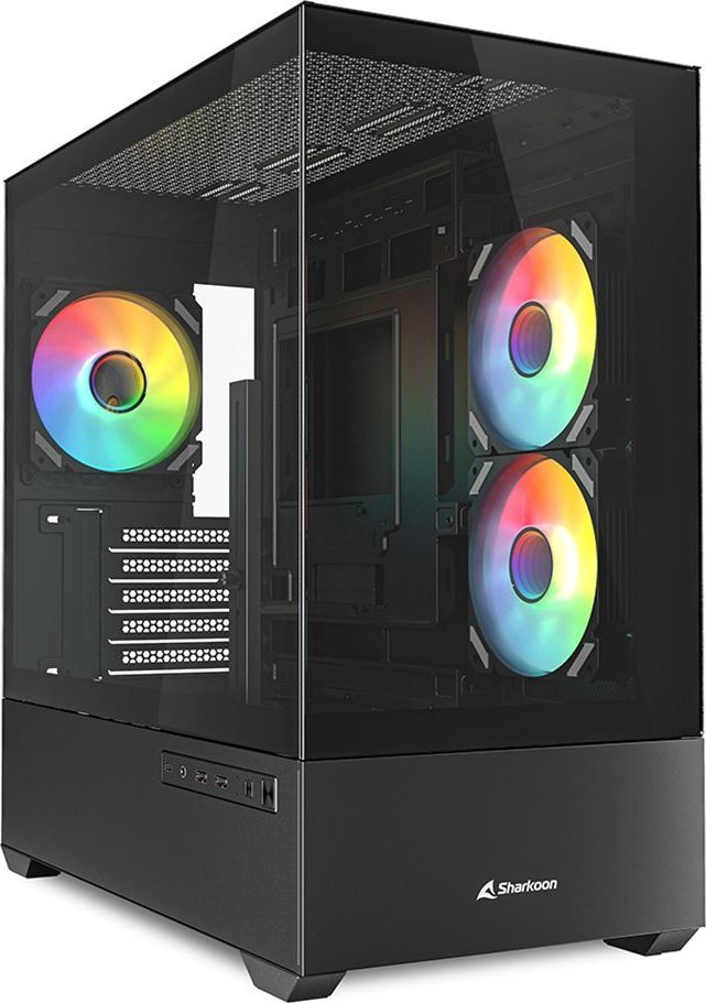 Kasa gaming Sharkoon MK6 RGB, MicroATX, me ndriçim RGB, e zezë