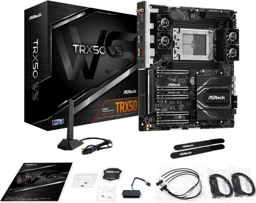 Pllakë amë ASRock TRX50 WS, 3x PCIe Gen5 x16, DDR5 ECC 1TB, e zezë
