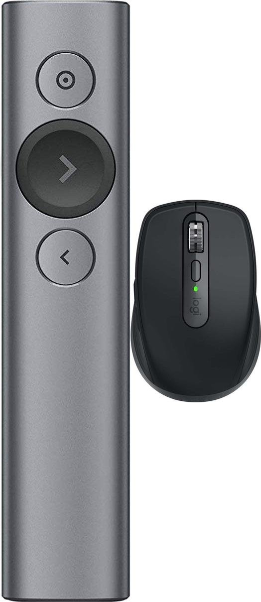 Set prezantimi Logitech Spotlight dhe maus MX Anywhere 3S, wireless, gri dhe grafit