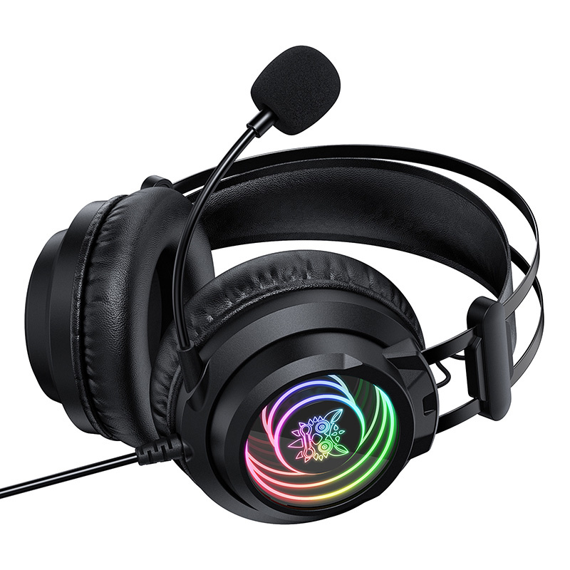 Kufje gaming ONIKUMA X80, mikrofon me reduktim zhurme, ndriçim RGB, të zeza