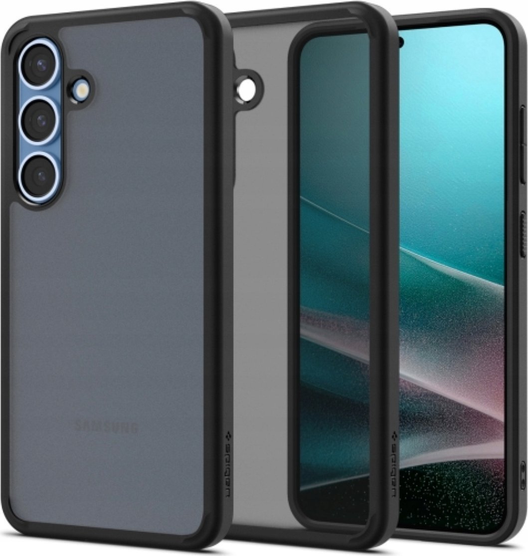 Maskë mbrojtëse Spigen Ultra Hybrid për Samsung Galaxy S25 Plus, transparente, kornizë e zezë Frost