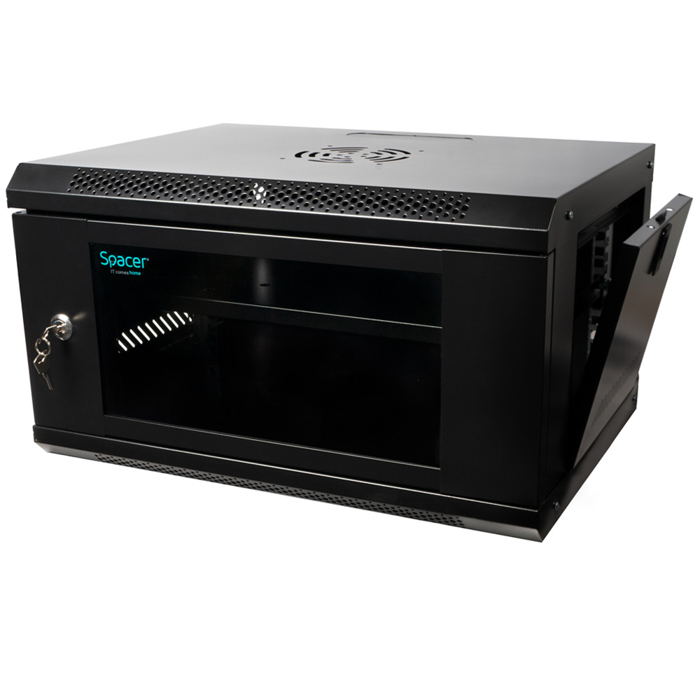 Kabinet rrjeti muror Spacer SPCW 6U, 19", 500x400mm, i zi