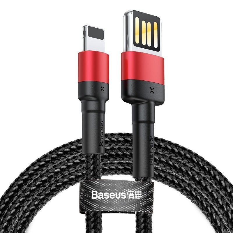 Kabllo USB Baseus CALKLF-G91, USB-A në Lightning, 1 m, e zezë e kuqe