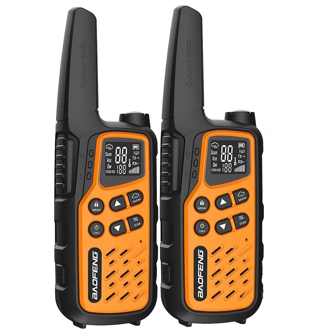 Set radiolidhjesh Baofeng BF-25E PMR, 2 copa, VOX, portokalli