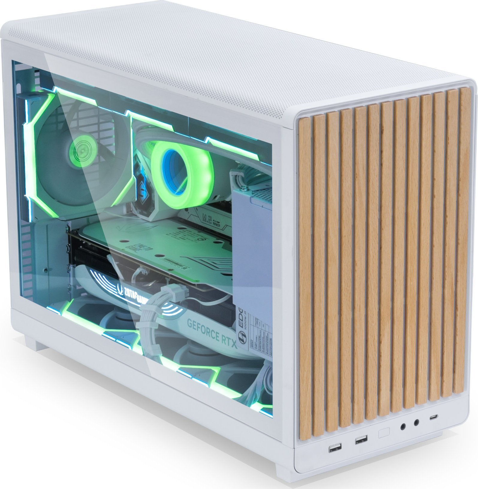 Kutia PC Lian Li DAN Case A3 mATX, Wood Edition, e bardhë