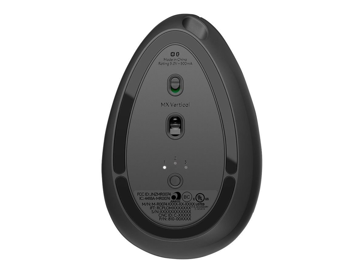 Maus Logitech MX Vertical - USB, BT, 2.4GHz, gri