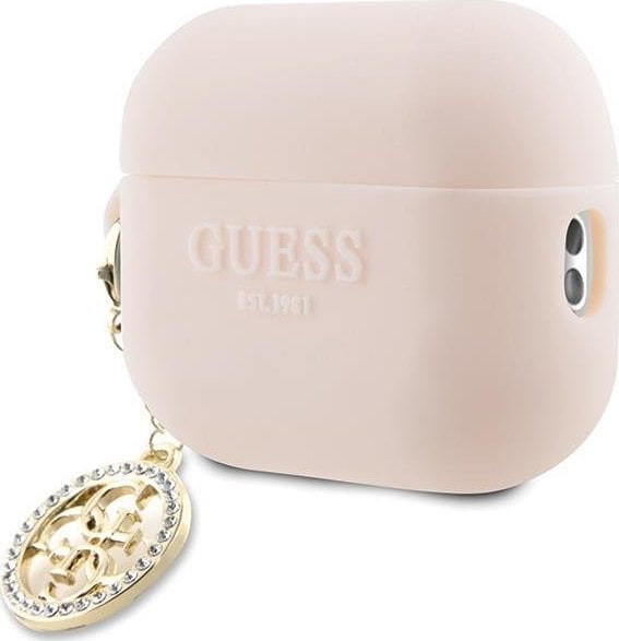 Mbulesë Guess 3D Rubber 4G Diamond Charm për AirPods Pro 2, silikon, rozë