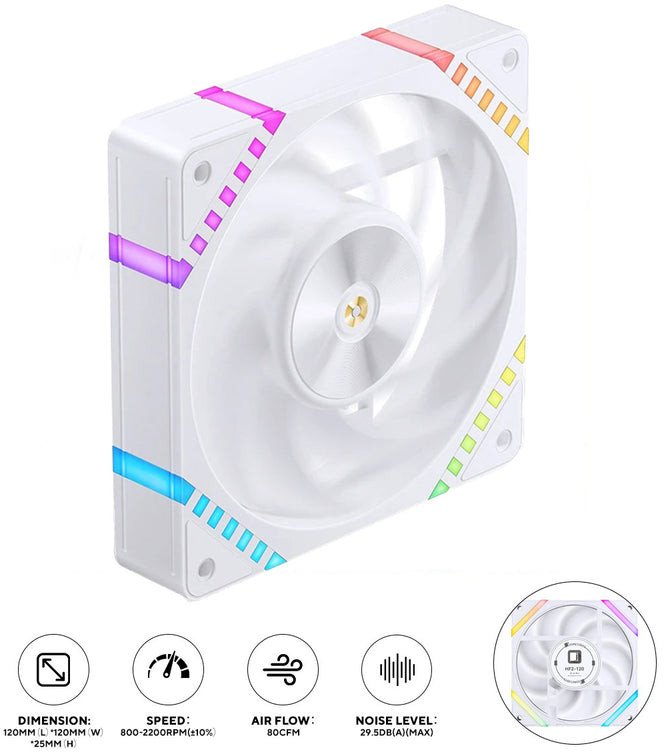 Ventilator PC Jonsbo HF2-120, 120mm, PWM ARGB, i bardhë