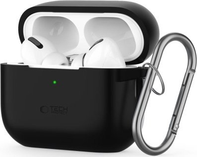 Mbulesë silikoni Tech-Protect Hook Case për Apple AirPods Pro Pro 2, me karabiner, e zezë