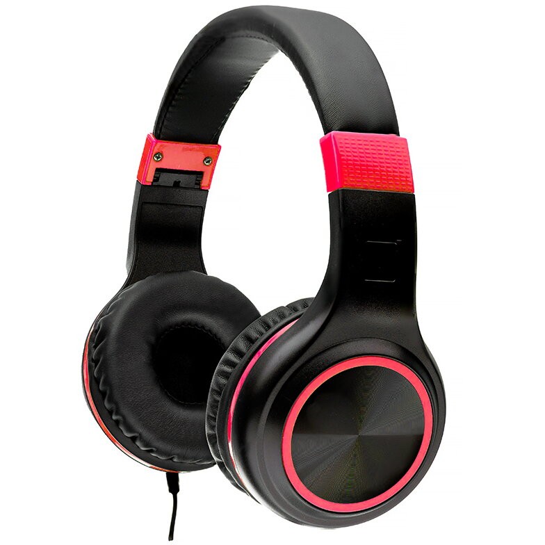 Kufje Spacer Standard, me mikrofon me kabllo, me palosje, të kuqe dhe të zeza