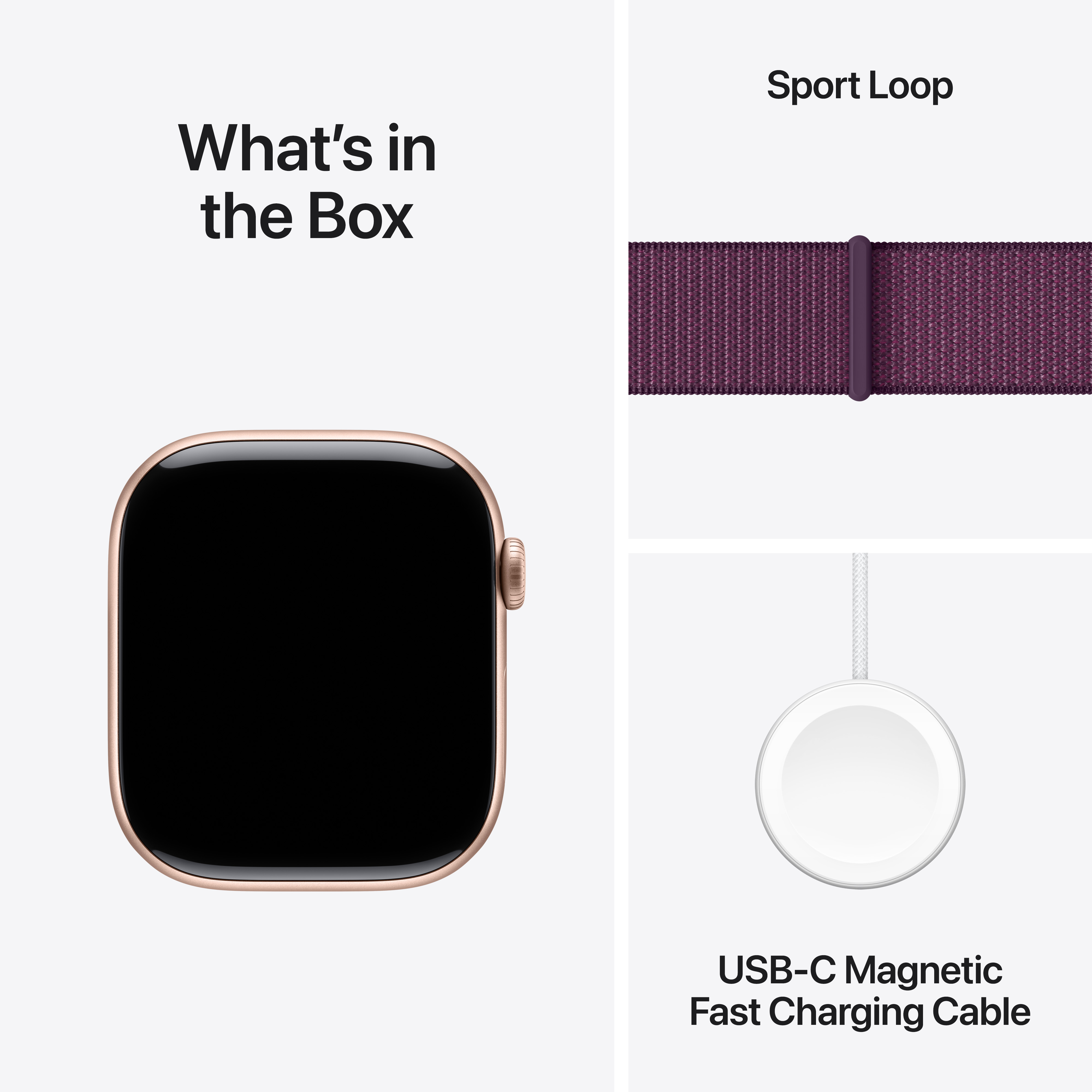 Apple Watch Series 10 GPS, 46mm, Rose Gold Aluminum Case with Plum Sport Loop