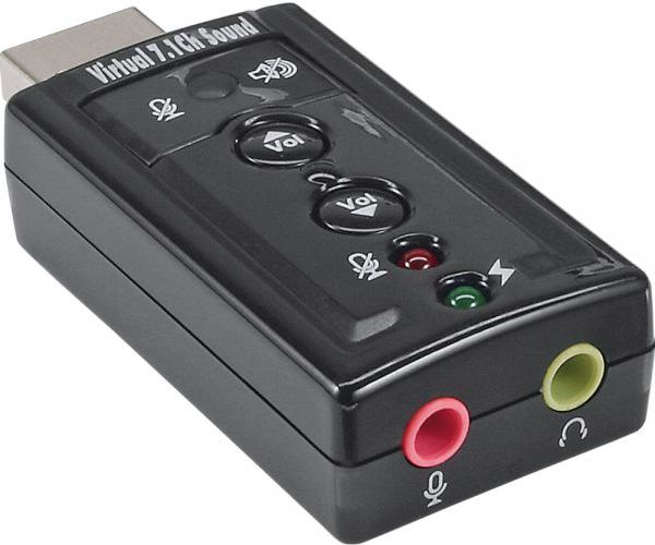 Kartë zëri USB InLine 33051C, virtual 7.1, USB 2.0, e zezë