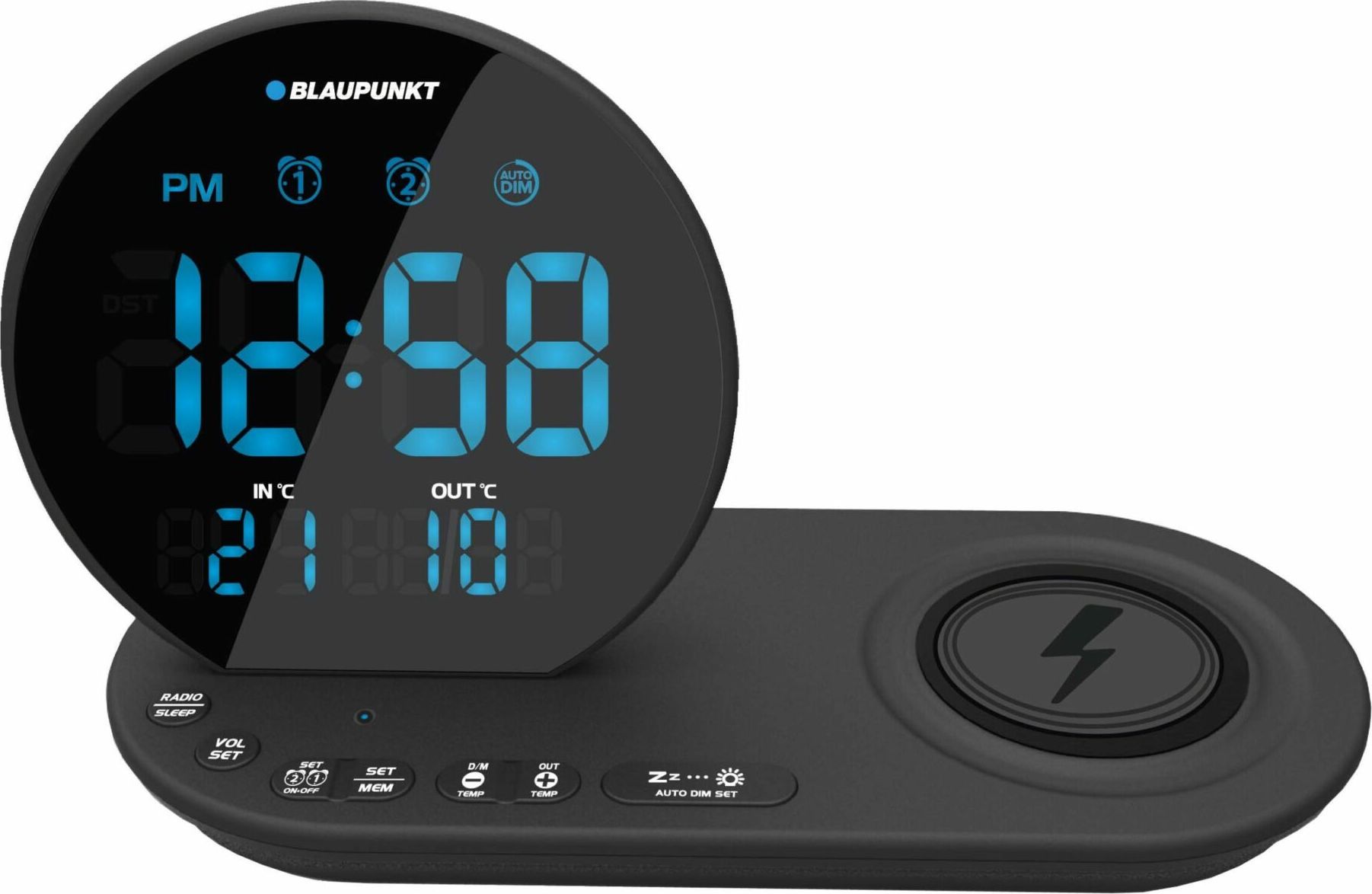 Radio alarm Blaupunkt CR85CHARGE, karikim wireless, ekran LED, e zezë
