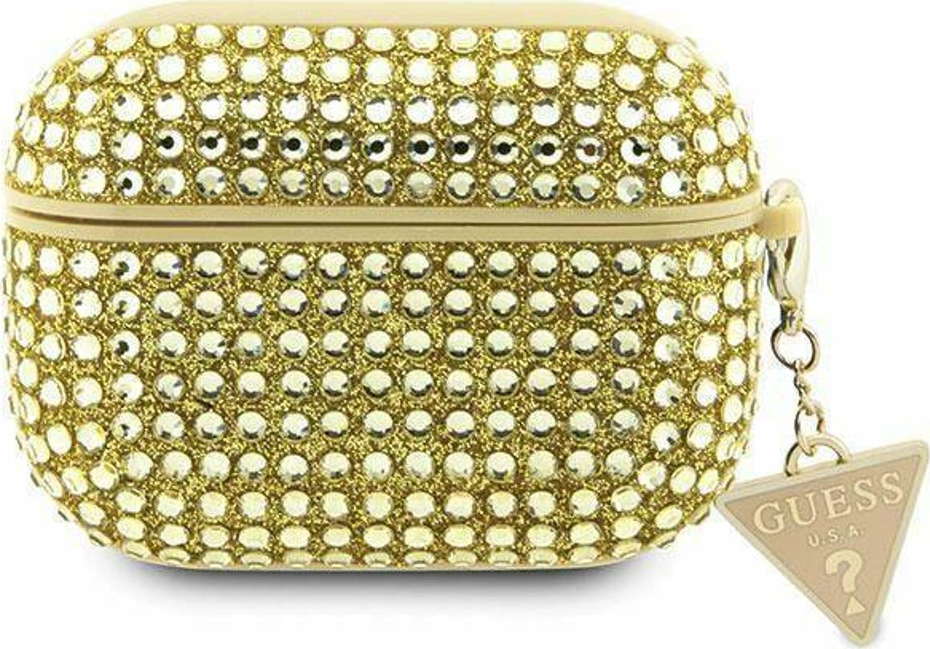 Mbështjellës Guess Original Case, për AirPods Pro 2, hardcase Rhinestone Triangle, ngjyrë ari