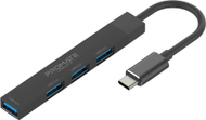 USB hub Promate LiteHub 4, 4 në 1, USB C, i zi