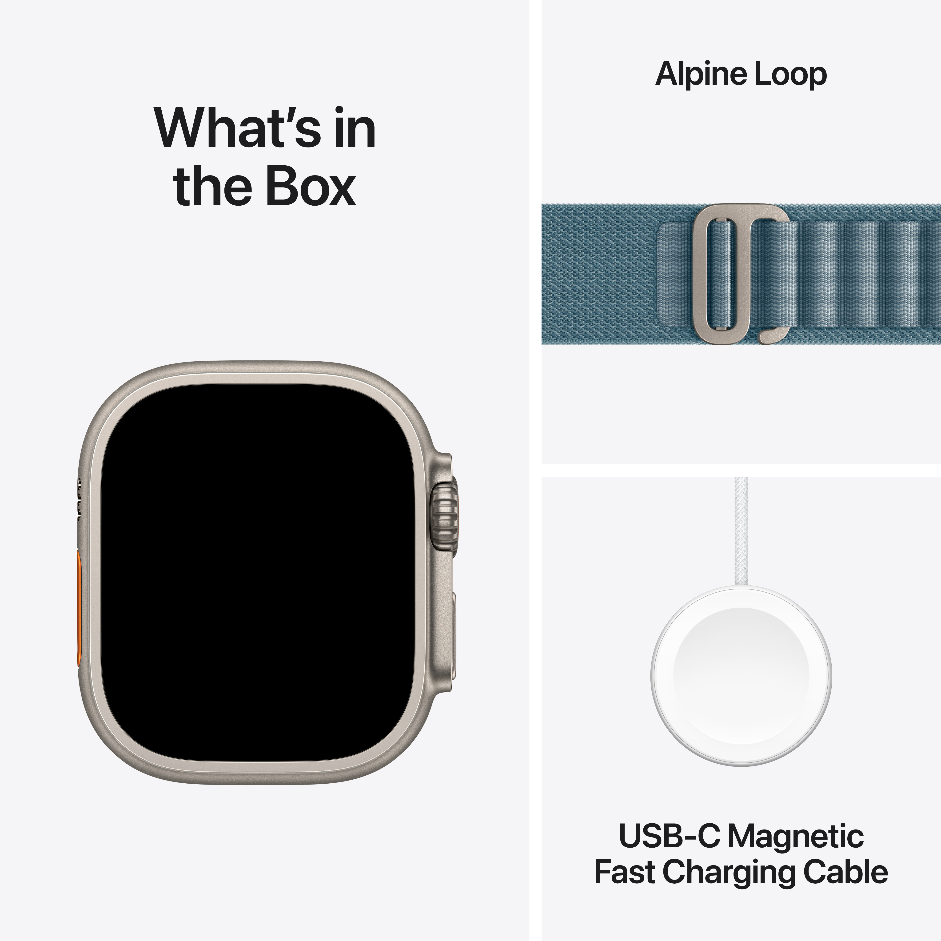 Apple Watch Ultra 3 Cellular 49mm Natural Titanium Case with Light Blue Alpine Loop, Medium