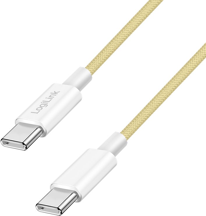 Kabllo USB C LogiLink CU0158, USB 2.0, 60W, 1m, najlon, e verdhë