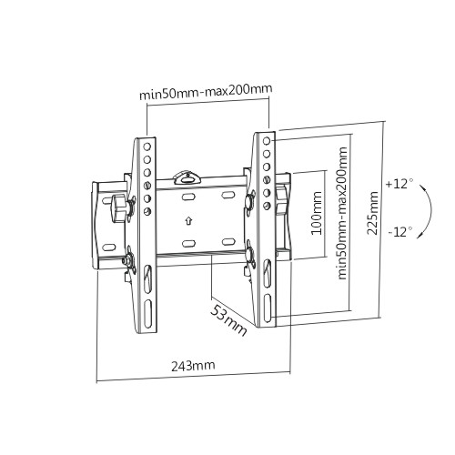 Mbajtëse muri për TV Gembird WM-42T-02, 23”-42”, VESA 200x200, e zezë