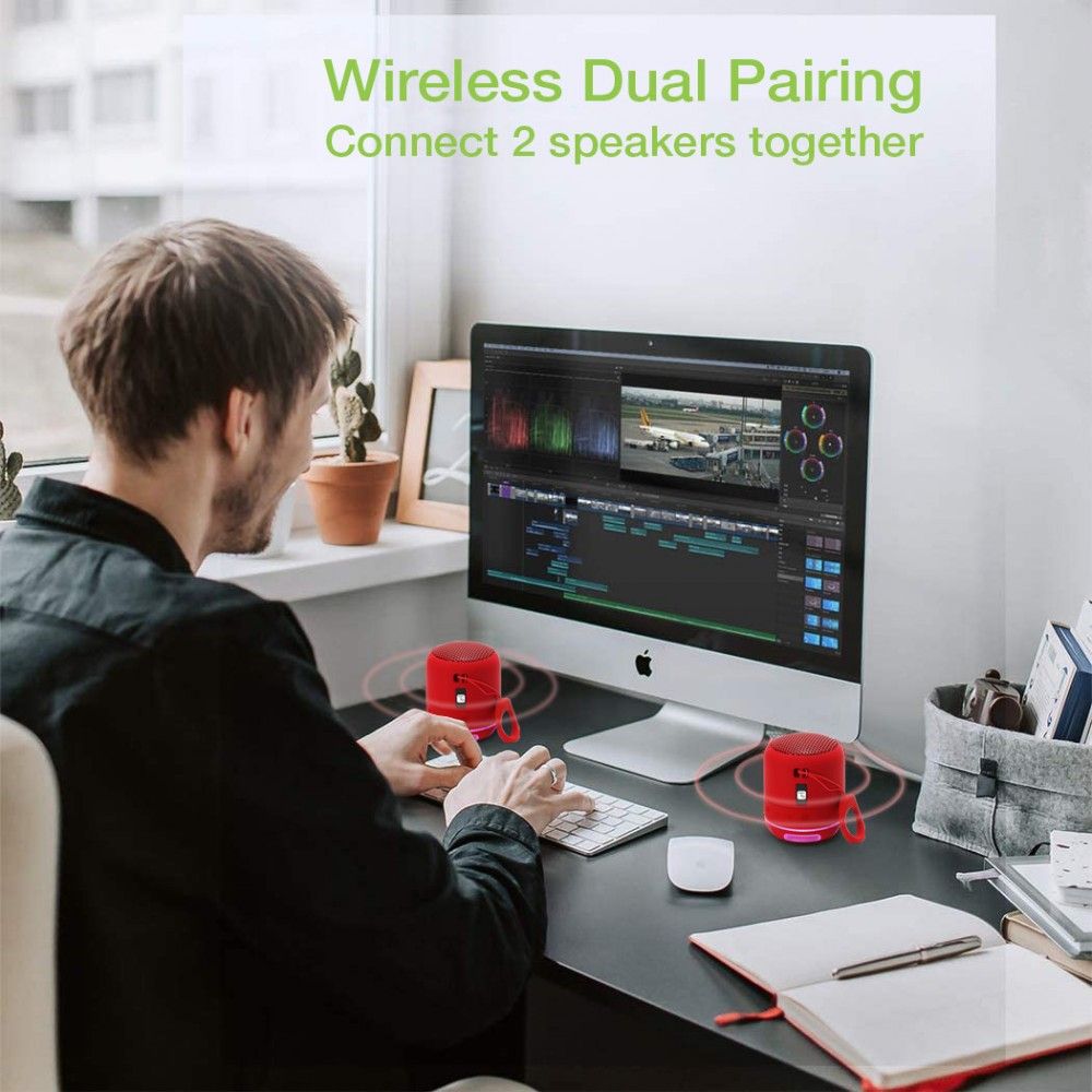 Altoparlant portabël Techly ICASBL94RE, Bluetooth 5.1, me drita LED, i kuq