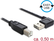 Кабел Delock USB-A - USB-B, 0.5м, црн