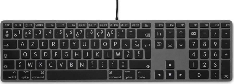 Tastierë LMP KB-1243-BIG, lidhje USB A, layout AZERTY, gri hapur