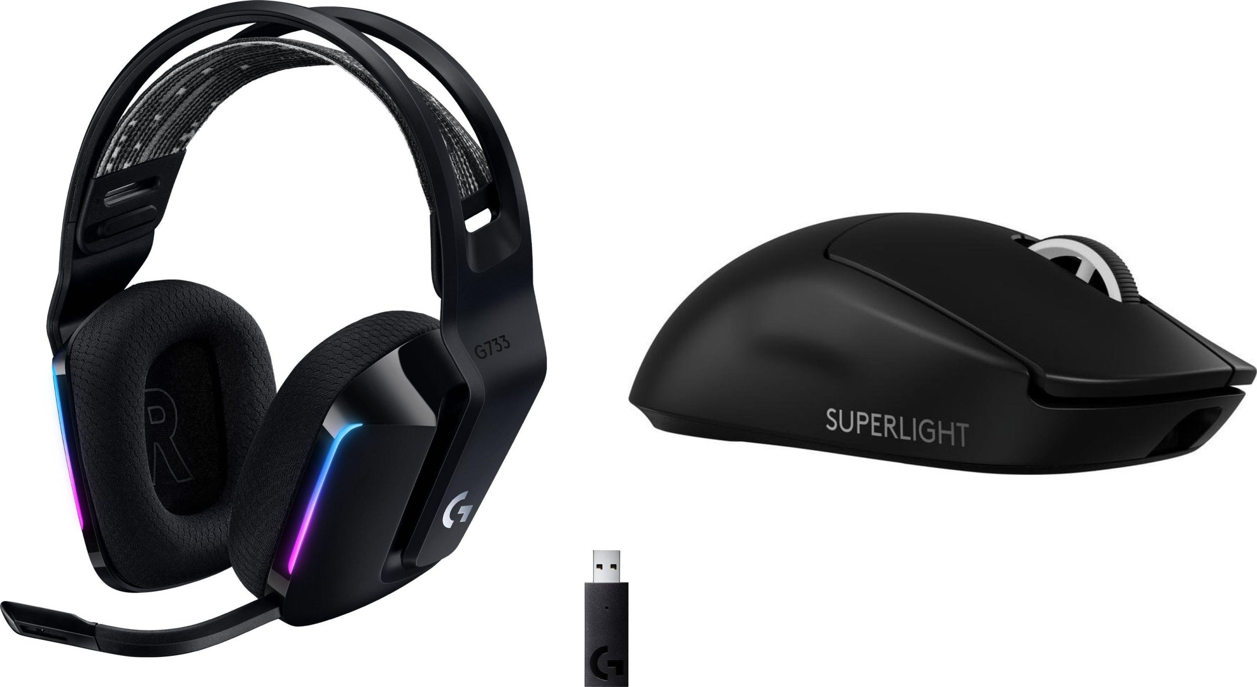 Set gaming Logitech G733 Lightspeed dhe G PRO X SuperLight 2, wireless, USB, të zinj