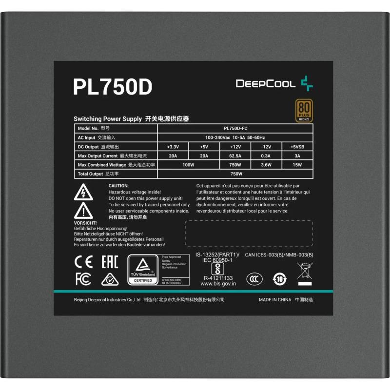 Furnizues energjie DeepCool R-PL750D-FC0B-EU-V2, 750W, për PC, i zi
